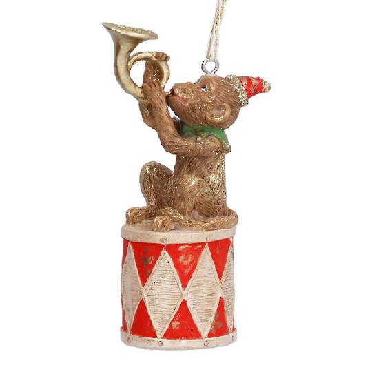 Resin Circus Monkey with Trumpet on Drum 9cm *ETA Nov